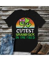 Kids Toddler Girls St Patricks Day Cutest Shamrock In The Field Shirt Unisex Standard T-Shirt black s